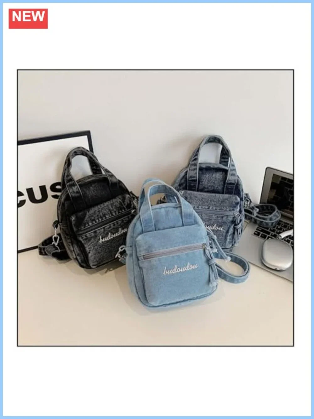 Vintage Y2K Convertible Denim Crossbody Bag Mini Shoulder Handbag